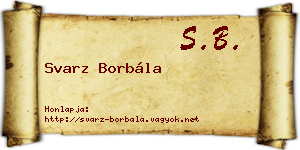 Svarz Borbála névjegykártya